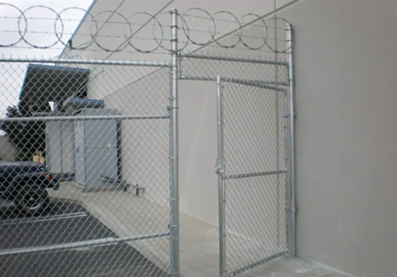 Industrial Customized Razor Wired Chain Link Fence gate