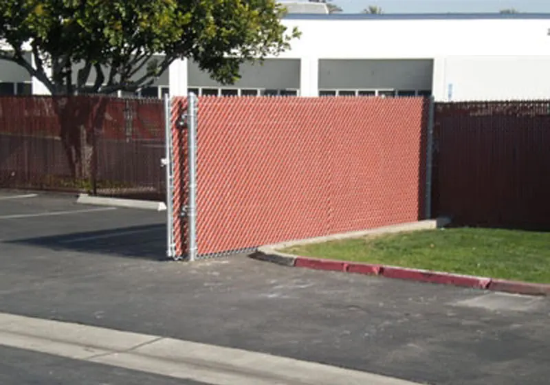 Chain Link Sliding Gate With Privacy Slats