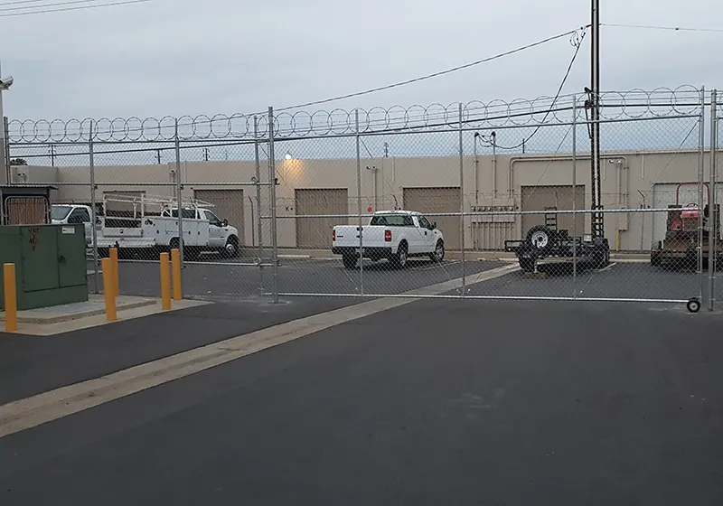 Chain link security fence & rolling gate, Anaheim